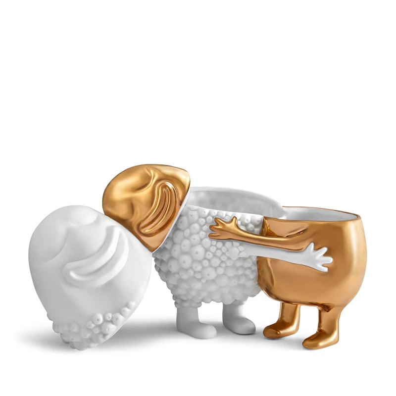 Haas knuffel box wit en goud