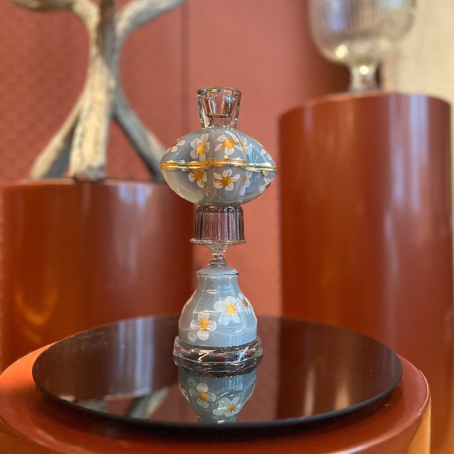 Glanskandelaar Lichtgrijs Small - dinerkaars