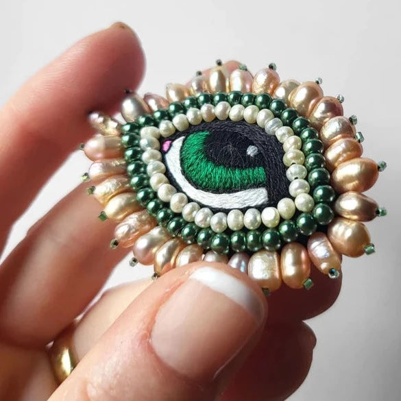 Céleste Mogador - Broche oog parelmoer groen