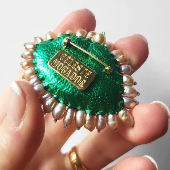 Céleste Mogador - Broche oog parelmoer groen