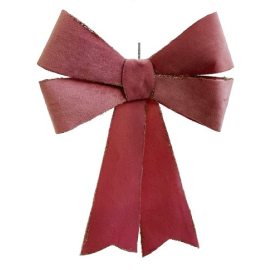Kersthanger roze velvet strik met glitter