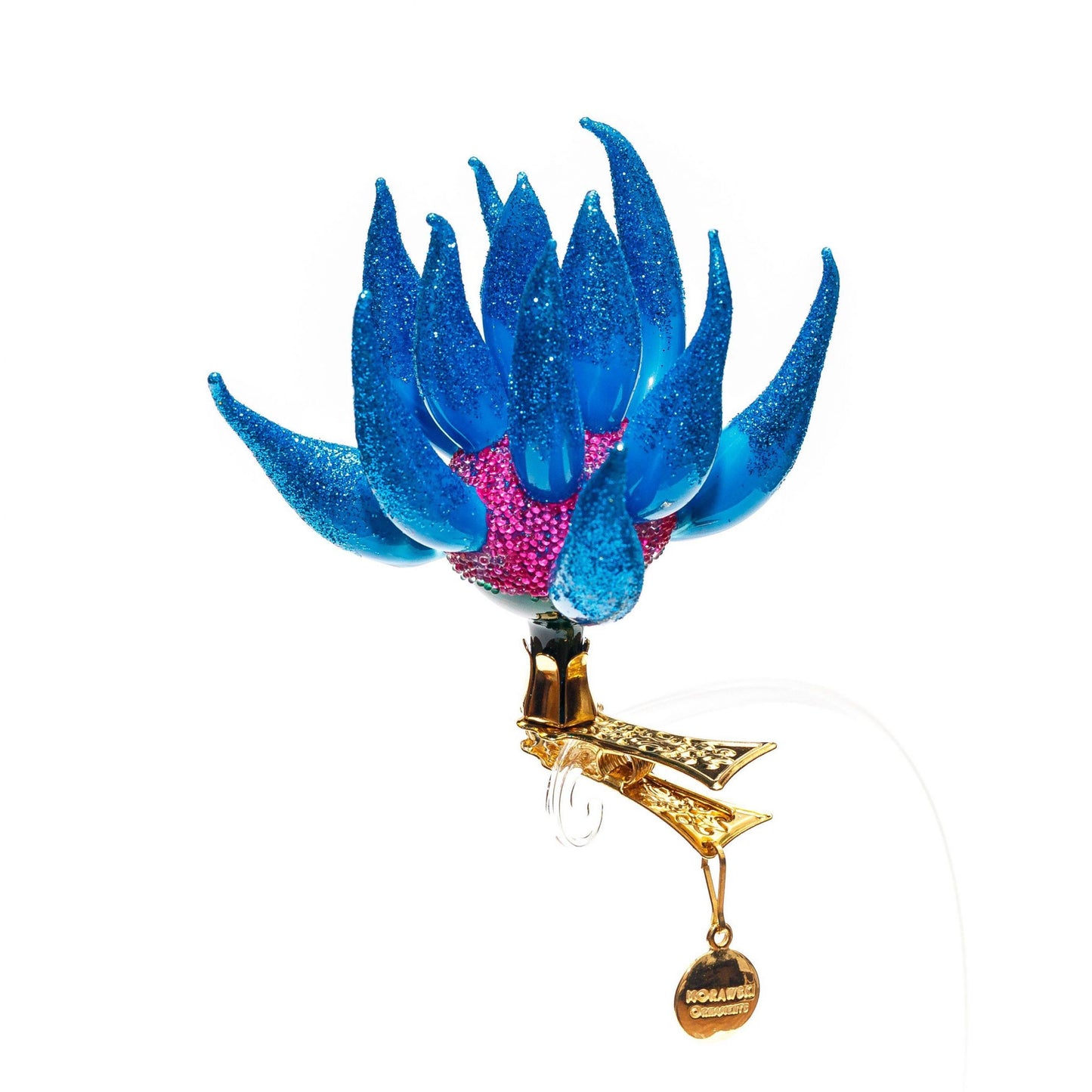 Kerstclip blauwe aster op clip