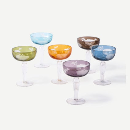Multicolour Peony Coupe Champagneglazen