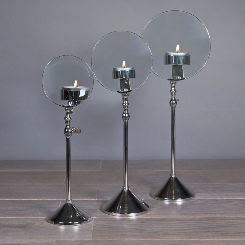 Kandelaar met vergrootglas small - zilver