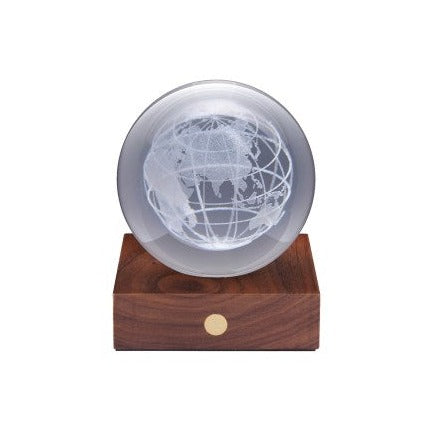 Kristallen lichtbol met wereldbol D8 H12 cm