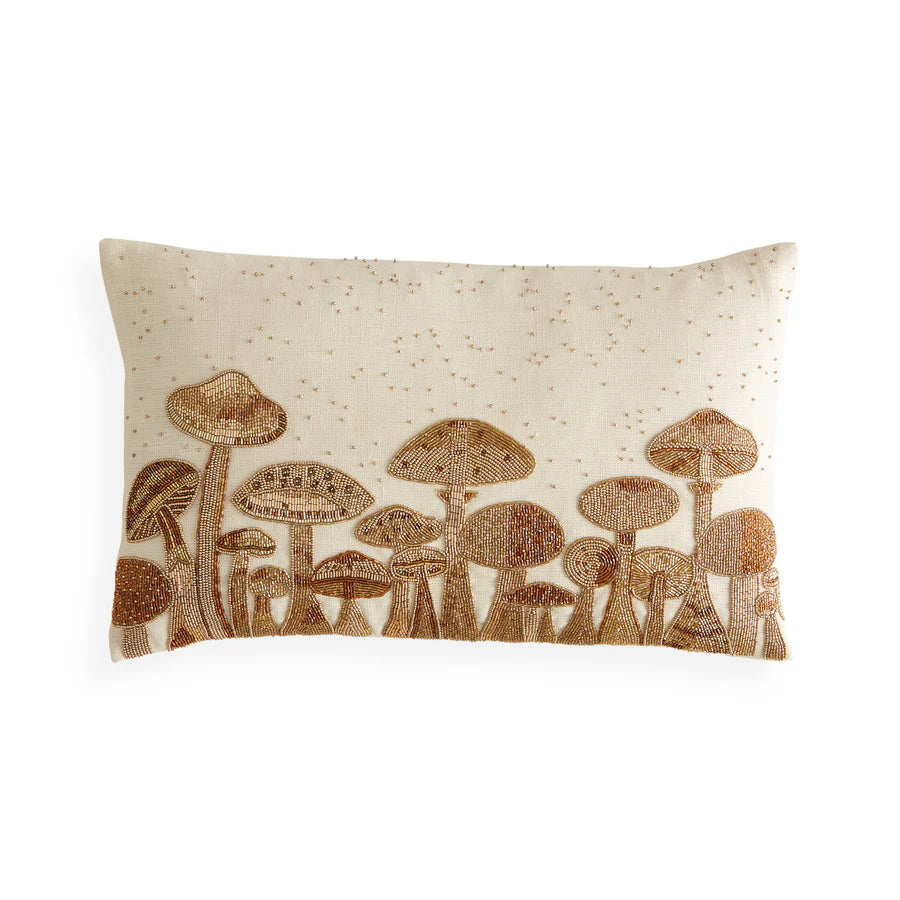 Botanist Beaded Pillow (Mushroom Field)