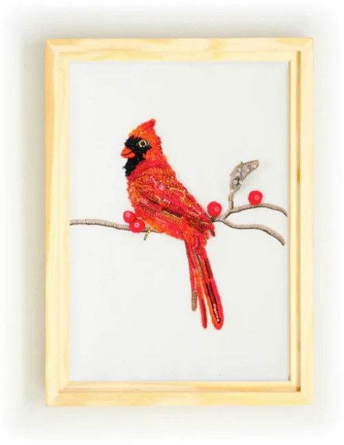 Red Cardinal Beaded Art
