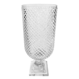 Glazen vaas 'Kristal' op voet H42cm