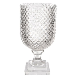 Glazen vaas 'Kristal' op voet H29,5cm