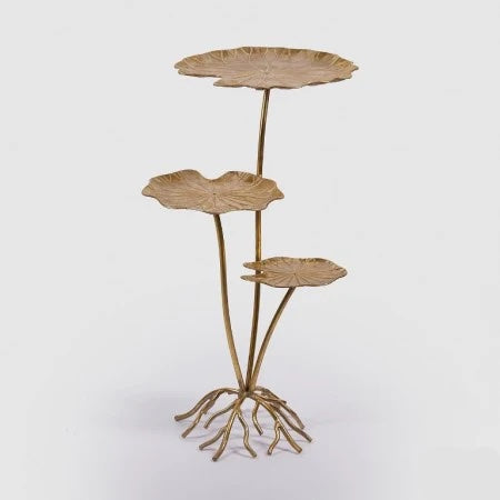 Metalen tafel met bladeren 55x45 H85 cm