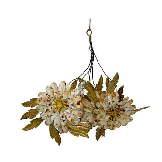 Metalen wit roestig bloembundel H20cm