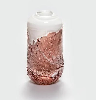 Recovered vase M white & red