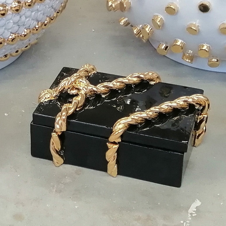 Dolfi - Box zwart L, met gouden touw