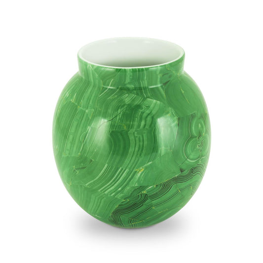 Groene vaas rond malachiet h16cm